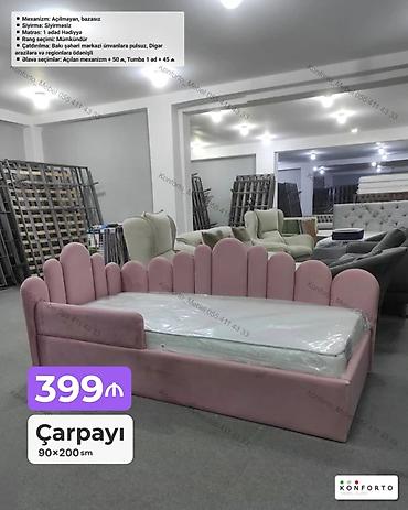 Uşaq/yeniyetmə üçün yumşaq başlıqlı çarpayı - Ölçü: 90×200 sm - Rəng