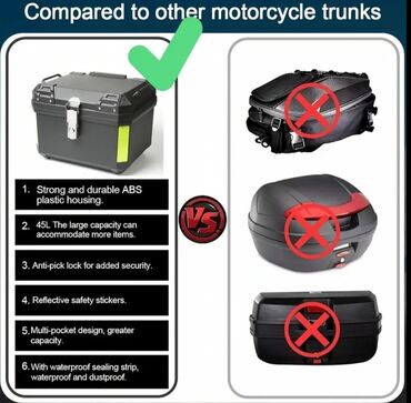 Motosiklet hissələri: Motosikletlər üçün nəzərdə tutulmuş, qara rəngli, suya davamlı yük — 8