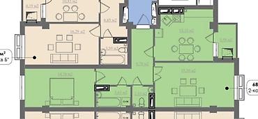 2 ком ак ниет кут: 2 комнаты, 66 м², Технопарк Элитка, 6 этаж, ПСО (под самоотделку) — 1