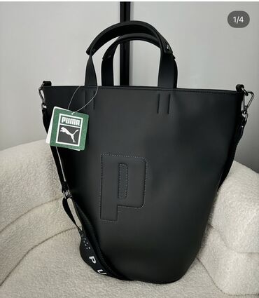 пума барсетка: Сумка PUMA шоппер/тоут, черная. Оригинал 100% - Материал: гладкая