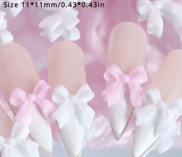 Nega noktiju: Set minijaturnih ukrasnih privesaka za nokte u obliku mašnica — 8