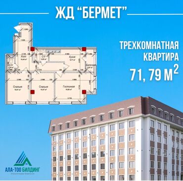 клубные дом: 3 комнаты, 72 м², Элитка, 1 этаж, ПСО (под самоотделку)