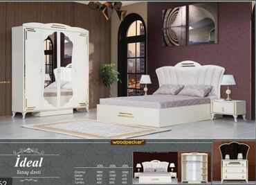 шкаф белый: Двуспальная кровать, Шкаф, Трюмо, 2 тумбы, Турция, Новый