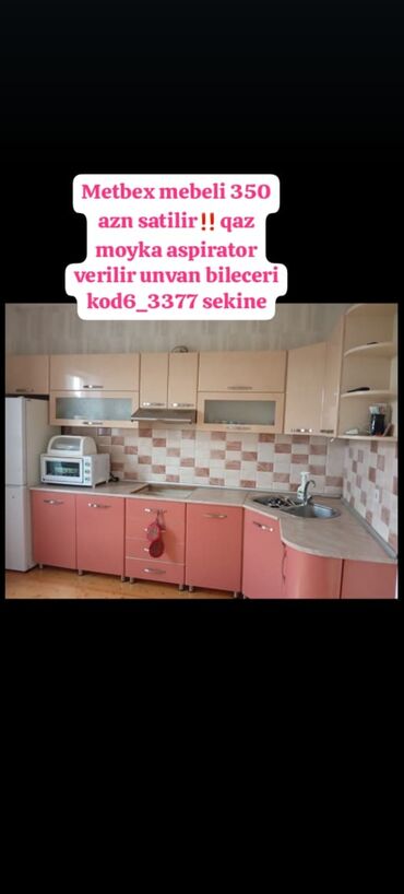 mətbəxt mebeli işlənmiş: Metbex mebeli 350 azn satilir‼️qaz moyka aspirator verilir unvan