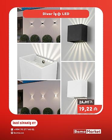 İşıqlandırma: Məhsul: Divar İşığı LED - Kvadrat formalı, müasir dizayn: qara və ağ — 1