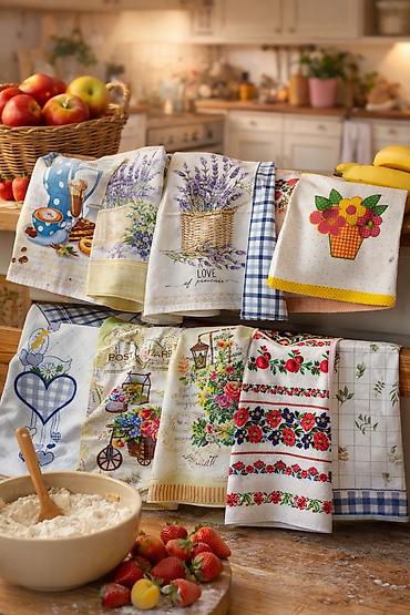 Kuhinjski tekstil: Kuhinjske krpe sa štampom – razni dekorativni motivi - Materijal — 2
