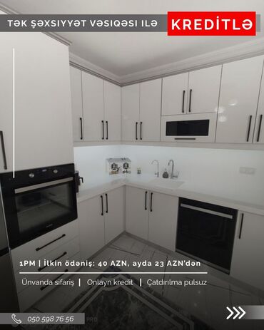 Sifarişlə mətbəx mebeli: Sifarişlə mətbəx dəsti, Özü çəkən petlələr, Sadə laminat, Kredit var, Pulsuz çatdırılma — 5