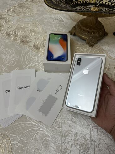 ikinci el x iphone: IPhone X, 64 GB, Ağ, Zəmanət, Simsiz şarj, Face ID