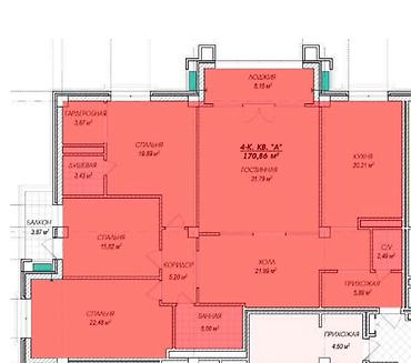 Продажа квартир: 4 комнаты, 170 м², Элитка, 6 этаж, Готовая ПСО (под самоотделку) — 16