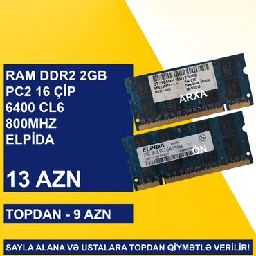 Operativ yaddaş (RAM): Operativ Yaddaş "DDR2 2GB 667/800Mhz Sodimm" SAYLA ALANA VƏ USTALARA — 4
