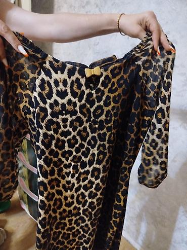 Donlar: Qadın paltarı – leopard naxışlı, yüngül və axıcı parça 40 razmer - — 2