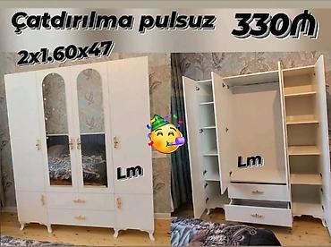 Paltar dolabları, qarderoblar: Dolab yeni dolablar güzgülü 3 qapılı siyirmeli qarderob paltar dolabı — 1
