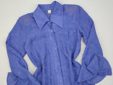 bluzka z długim rękawem z falbanką: Koszula 13 lat, stan - Bardzo dobry, wzór - Jednolity kolor, kolor - Niebieski