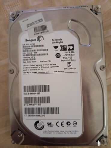 pc disk: Daxili Sərt disk (HDD) Seagate, 512 GB, 7200 RPM, 3.5", İşlənmiş