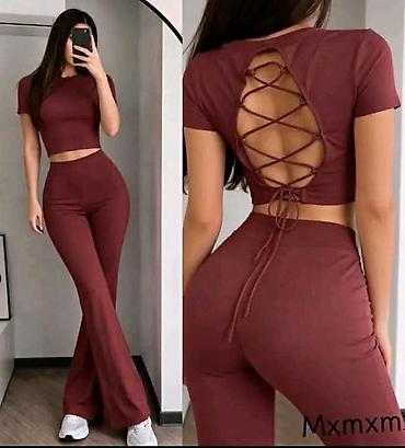 baletanke sa platformom: Komplet majica crop top i zvonarice sa visokim strukom. -Pripijeni — 4