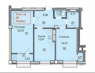 70: 2 комнаты, 70 м², Асанбай мкр Элитка, 12 этаж, ПСО (под самоотделку) — 2