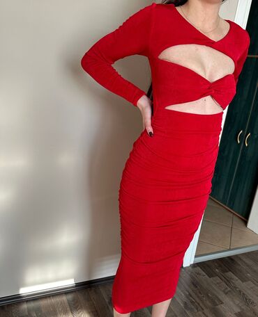 plišana crvena haljina: S (EU 36), bоја - Crvena, Koktel, klub
