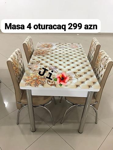 susə dolab: Mətbəx/damaq otağı üçün masa və 4 ədəd stul dəsti. - Üst hissə — 1