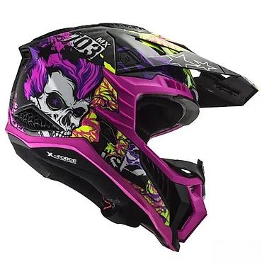 američka pita 7: Motokros kaciga u crnoj boji sa jarkim pink i neon žutim/zelenim — 2