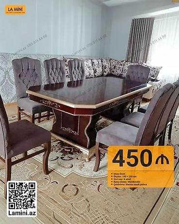 Ev və bağ: Masa dəsti - Masa ölçüləri: 100 × 200 sm - Stul sayı: 6 ədəd - Rəng — 1