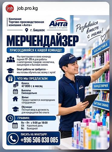 Продажи, работа с клиентами: Требуется Мерчендайзер, График: Пятидневка, Полный рабочий день, Обучение — 1