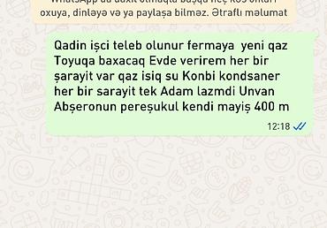 etlik cuce satisi: Qadin işci teleb olunur fermaya yeni qaz Toyuqa baxacaq Evde verirem — 1