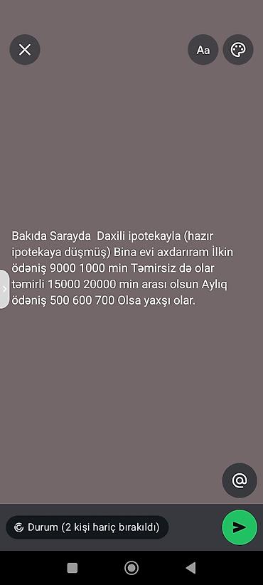 kiraye yolu ile satilan evler: 1 otaqlı, 72 kv. m — 1