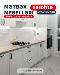 Sifarişlə mətbəx mebeli: Sifarişlə mətbəx dəsti, Özü çəkən petlələr, Mat laminat, Kredit var, Rayonlara çatdırılma, Pulsuz çatdırılma — 16