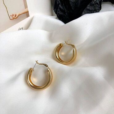 обручальное кольцо золотое: Серьги- кольца с застежкой, 30 мм, нержавеющая сталь