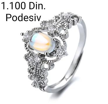 swarowski prsten: Elegantni posrebreni podesivi prsten od hirurskog čelika sa žigom — 1