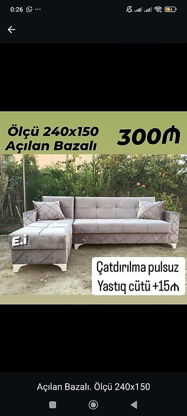 Диваны: Açılan-bazalı künc divan - Ölçü: 240 x 150 sm - Mexanizm: açılan — 1