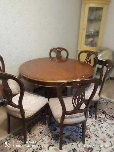 aile agaci: Klassik üslubda dairəvi yemək masası və 6 ədəd stul dəsti — 2