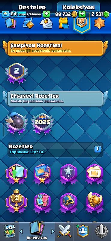 Digər əntiq əşyalar: Clash Royale hesabı: - Kral səviyyəsi: 64 - Daş: 2531 - Rozetlər — 6