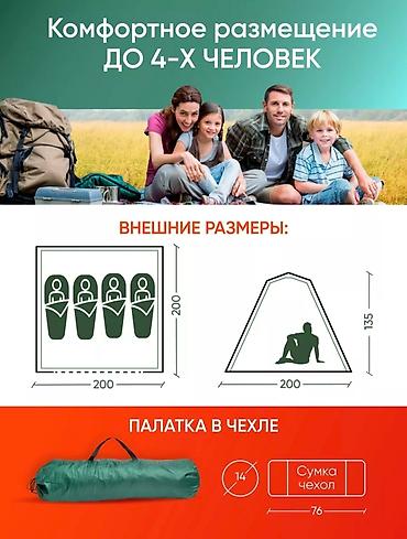 concept 2: Палатка туристическая 4 местная для отдыха и рыбалки 150х2м 2000 сом — 6