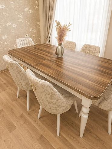 Mebel: Qonaq otağı üçün, İşlənmiş, Açılan, Oval masa, 6 stul — 2