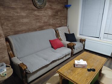 jeftini trpezarijski stolovi i stolice: Polovan Simpov nameštaj. Trosed i dve fotelje