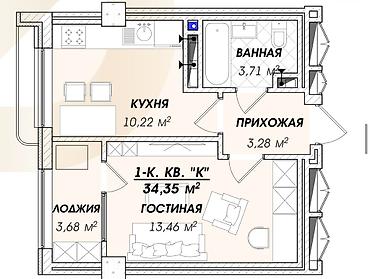 Продажа квартир: 1 комната, 35 м², Элитка, 13 этаж, Готовая ПСО (под самоотделку) — 9