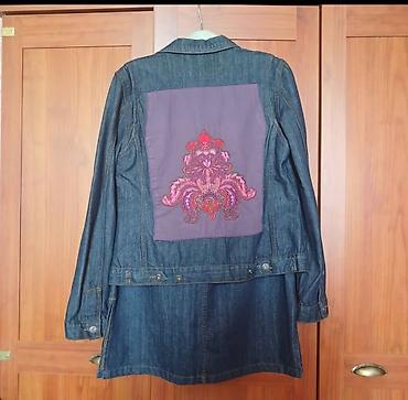 cins dest: Denim dəst – 2 üst geyim 1) Uzun cins jaket/plaş - Tünd mavi denim - — 2
