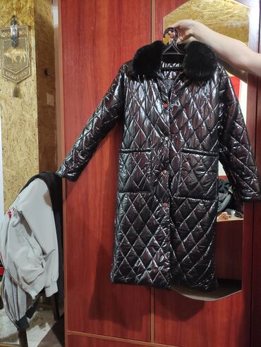 женская чёрное пальто: Пальто, Осень-весна, Длинная модель, 3XL (EU 46)