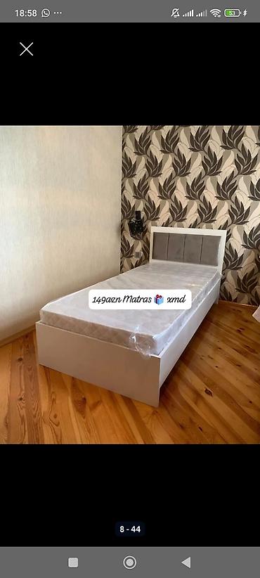 ortopedik matraslar: Tək nəfərlik çarpayı və matras dəsti. - Rəng: ağ korpus, boz başlıq — 1