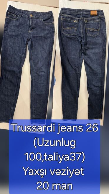 женские джинсы с высокой талией: Cinslər, Trussardi, rəng - Göy