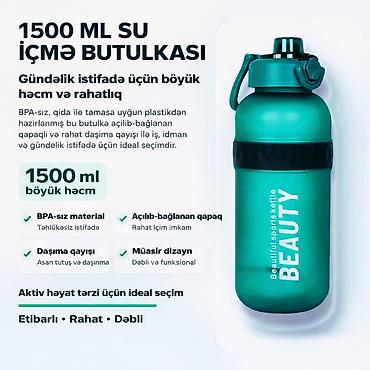 icki qiymetleri: №: 8119 Məhsulun adı: Su qabı, 1500 ml, BPA-sız Brend: Beauty — 1