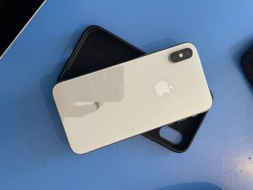 телефон дисковый: IPhone X, Б/у, 256 ГБ, Белый, Зарядное устройство, Защитное стекло, Кабель, 100 %