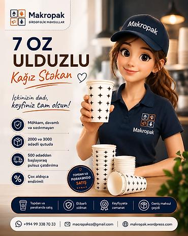 ördək əti qiyməti: 🥤 7 OZ ULDUZLU KAĞIZ STƏKAN Möhkəm, davamlı və sızdırmayan — gündəlik — 1