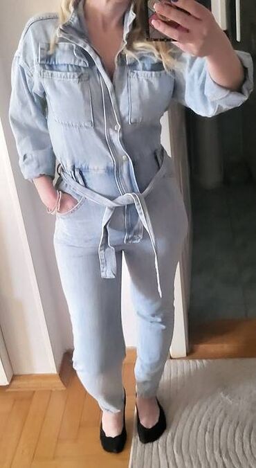 duga teksas haljina: S (EU 36), Single-colored, color - Light blue
