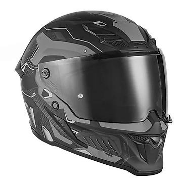 nis size: Integralna moto kaciga – futuristički dizajn, crno‑siva grafika - — 1