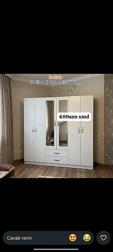 balaca skaflar: Yeni, 5 qapı, Güzgülü, Ağ, Taxta, Açılan, Düz dolab — 1