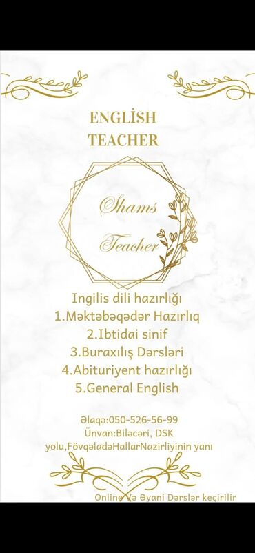 Repetitorlar: Xarici dil kursu, İngilis dili, Uşaqlar üçün, Abituriyentlər üçün