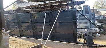 Распашные ворота: Металлические, Механические, Длина: 4 м, Для магазина, Для контейнера, Для паркинга, С калиткой, Оптом, Новый, Бесплатная установка — 1