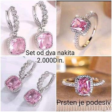 statement ogrlice: Elegantni posrebreni set nakit sa žigom S925 od hirurskog čelika — 1